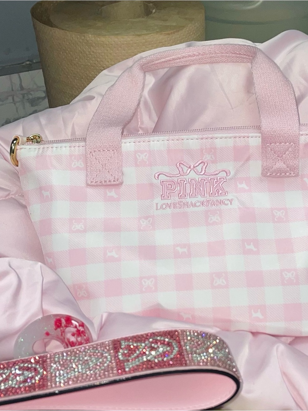 LoveShackFancy Pink Gingham Mini Tote
